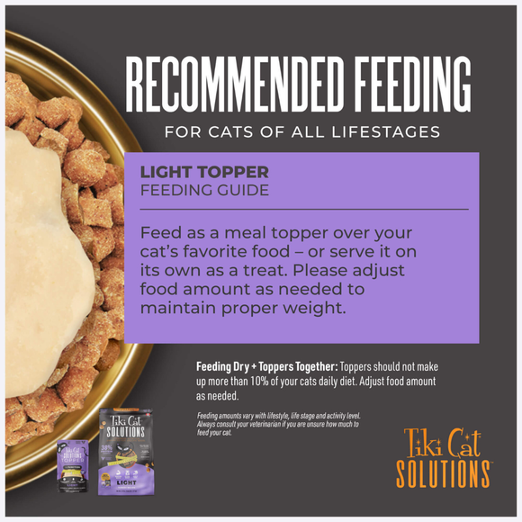 Tiki Cat Solutions Topper + Function Light Low Calorie Chicken & Turkey Recipe in Broth Food Topper for Cats (1.5 oz x