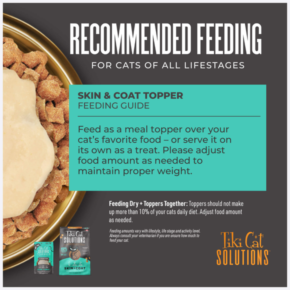 Tiki Cat Solutions Topper + Function Skin & Coat Salmon Recipe in Broth Food Topper for Cats (1.5 oz x 12 pouches)