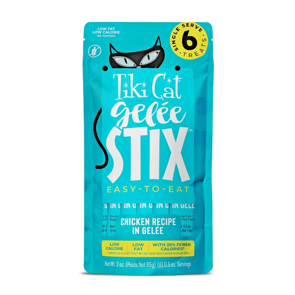 Tiki Cat Stix Gelee Low Calorie Wet Cat Treats (0.5 oz x 6 tubes) - Chicken - Cat Treats 1