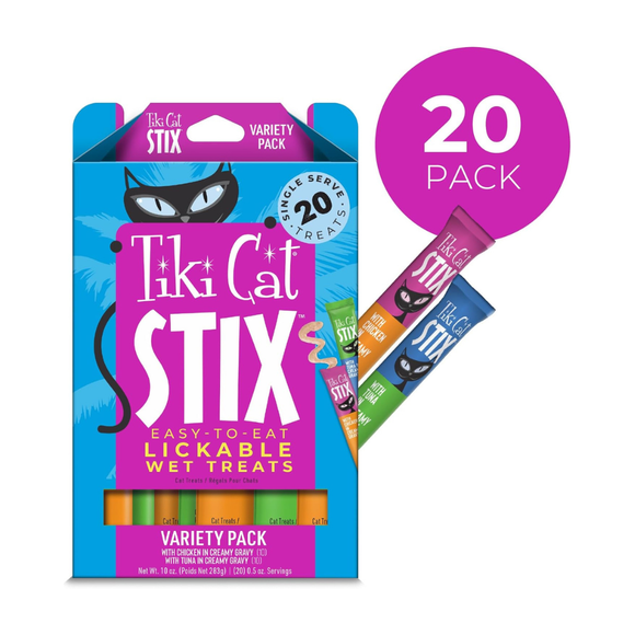 Tiki Cat Stix Lickable Wet Cat Treats Variety Pack (0.5 oz x 20 tubes) - Cat Treats 4
