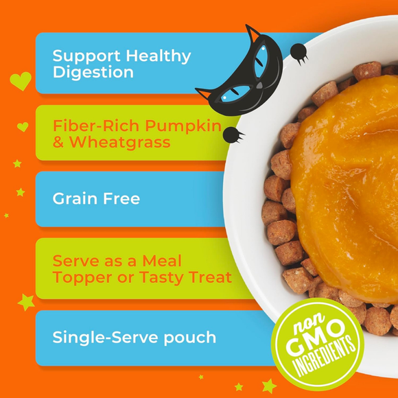 Tiki Cat Tummy Topper Pumpking Recipe Puree Meal Topper for Cats (1.5 oz x 12 pouches) - Cat Food 2