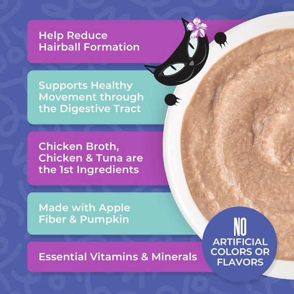 Tiki Cat Velvet Mousse Hairball Control Chicken & Tuna Recipe Wet Cat Food (2.8 oz x 12 pouches) - Cat Food 2