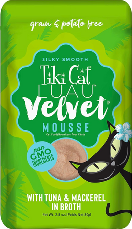 Tiki Cat Velvet Mousse Tuna & Mackerel (2.8 oz x 12 pouches) - Wet Cat Food 1