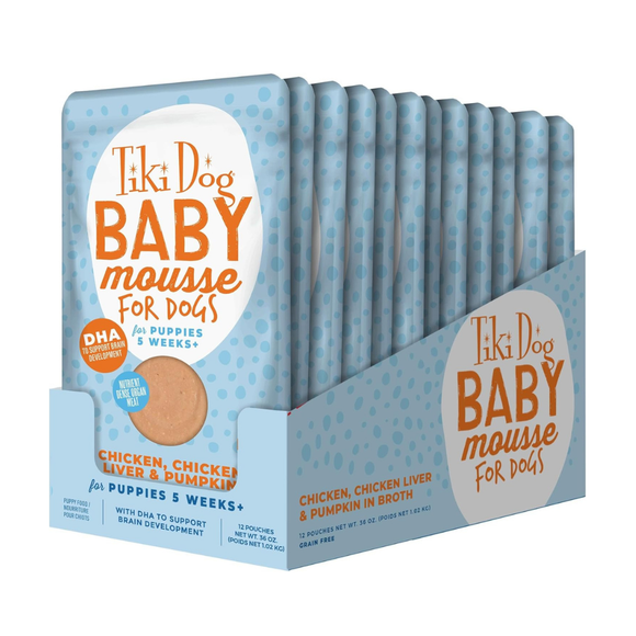 Tiki Dog Baby Mousse Wet Food for Dogs (3 oz x 12 pouches) - Dog Food 10