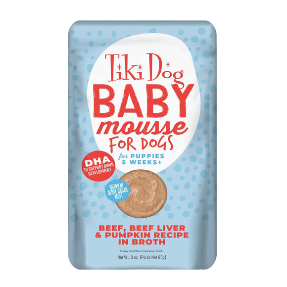 Tiki Dog Baby Mousse Wet Food for Dogs (3 oz x 12 pouches) - Beef, Beef Liver & Pumpkin Recipe - Dog Food 6