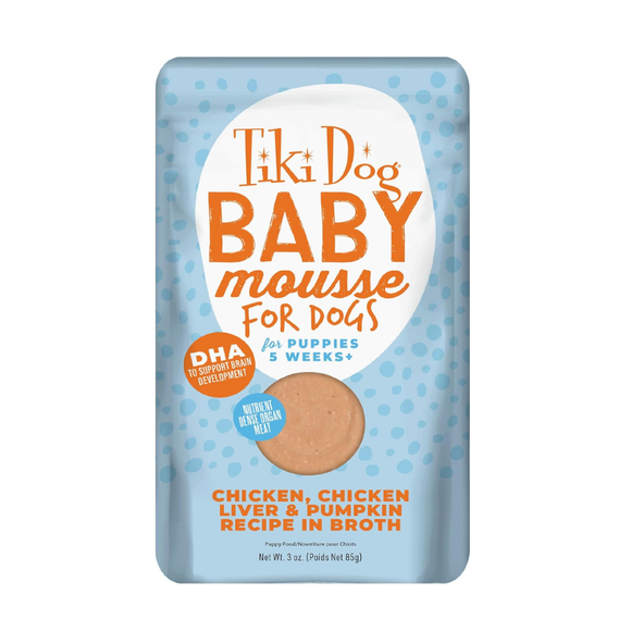 Tiki Dog Baby Mousse Wet Food for Dogs (3 oz x 12 pouches) - Chicken, Chicken Liver & Pumpkin Recipe - Dog Food 1