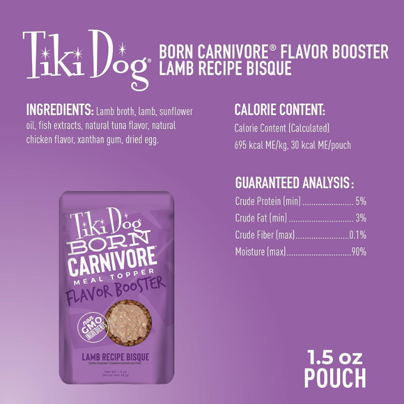 Tiki Dog Born Carnivore Flavor Booster Meal Tooper for Dogs (1.5 oz x 12 pouches) - Dog Food 22