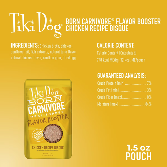 Tiki Dog Born Carnivore Flavor Booster Meal Tooper for Dogs (1.5 oz x 12 pouches) - Dog Food 42