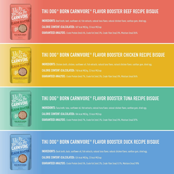 Tiki Dog Born Carnivore Flavor Booster Meal Tooper for Dogs (1.5 oz x 12 pouches) - Dog Food 2