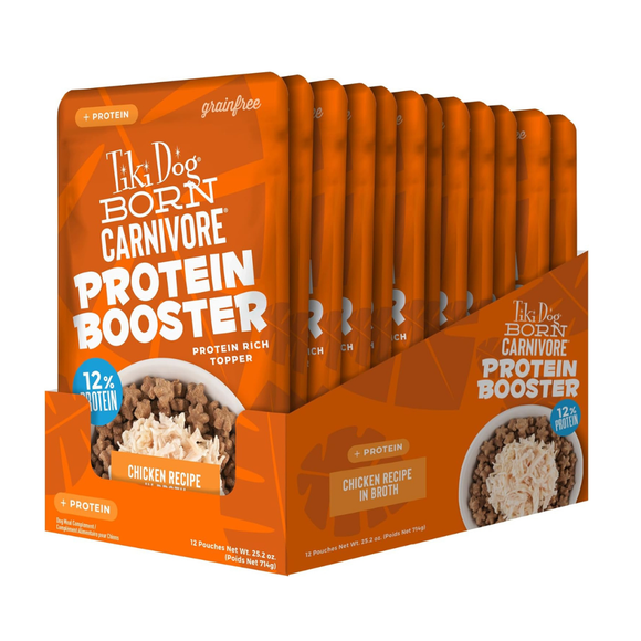 Tiki Dog Born Carnivore Protein Booster Food Topper for Dogs (2.1 oz x 12 pouches) - Dog Food 21