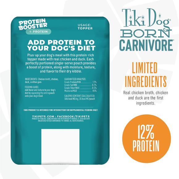 Tiki Dog Born Carnivore Protein Booster Food Topper for Dogs (2.1 oz x 12 pouches) - Dog Food 31