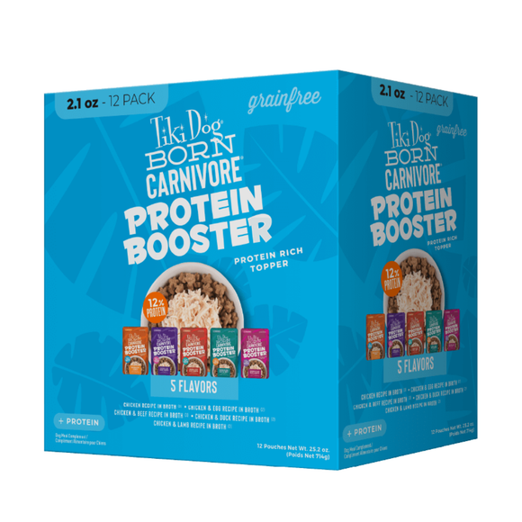 Tiki Dog Born Carnivore Protein Booster Food Topper for Dogs (2.1 oz x 12 pouches) - Variety Pack - Dog Food 37
