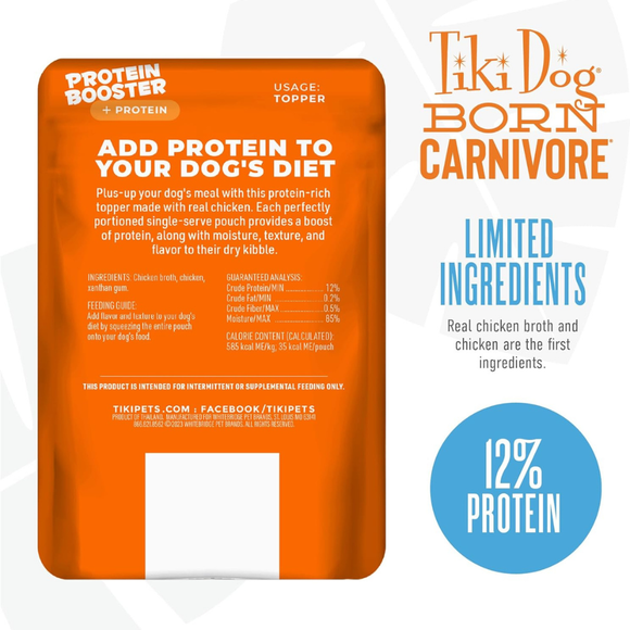 Tiki Dog Born Carnivore Protein Booster Food Topper for Dogs (2.1 oz x 12 pouches) - Dog Food 23