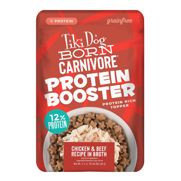 Tiki Dog Born Carnivore Protein Booster Food Topper for Dogs (2.1 oz x 12 pouches) - Chicken & Beef - Dog Food 11