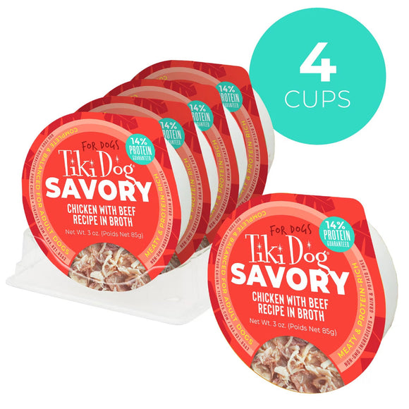 Tiki Dog Savory Grain-Free Wet Dog Food, 3-oz, pack of 4 Dog Food.