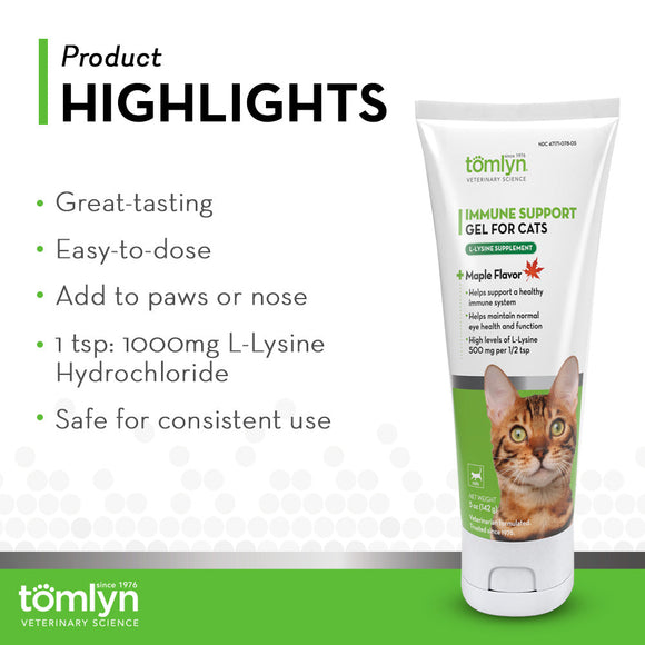 Tomlyn Immune Support L-Lysine Maple Flavor Gel for Cats (5 oz) - Cat Immune & Allergy Supplements 4