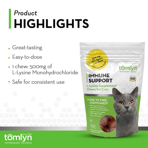 Tomlyn Immune Support L-Lysine Supplement for Cats (30 chews) - Cat Immune & Allergy Supplements 4