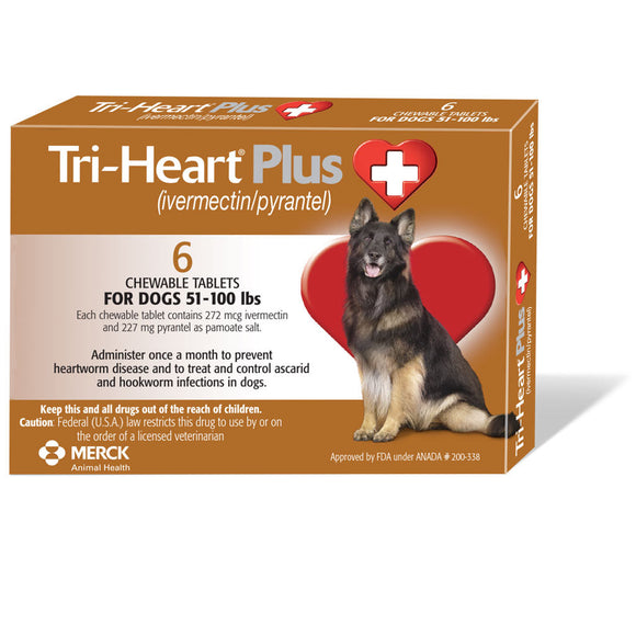 Tri-Heart Plus for Dogs 51-100 lbs, 6mnt
