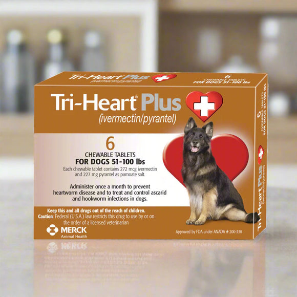 Tri-Heart Plus Chewable Tablet for Large Dogs 51-100 lbs - Pet Medicine 10