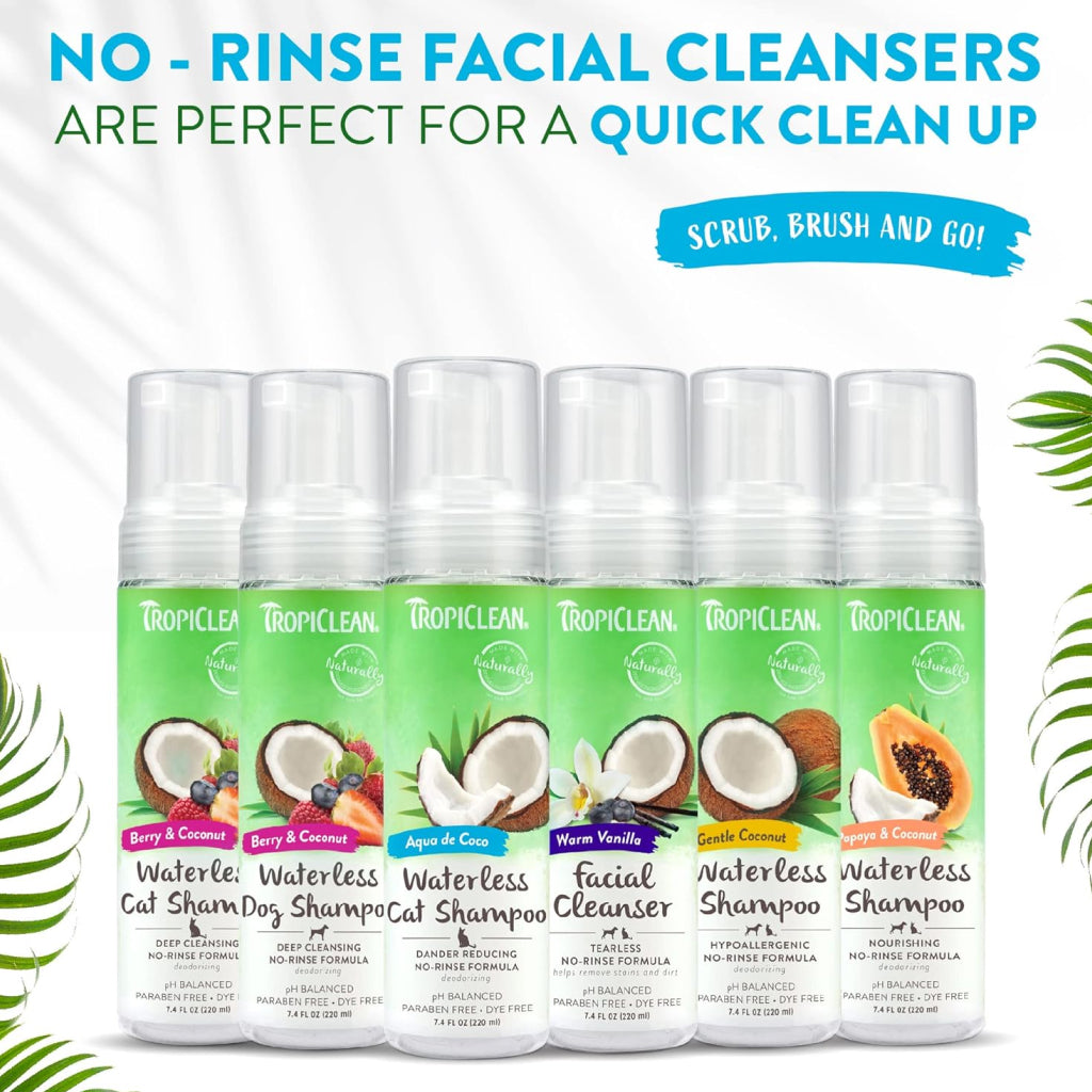 TropiClean Dry No Rinse Cat Shampoo – Reduce Dander Fast