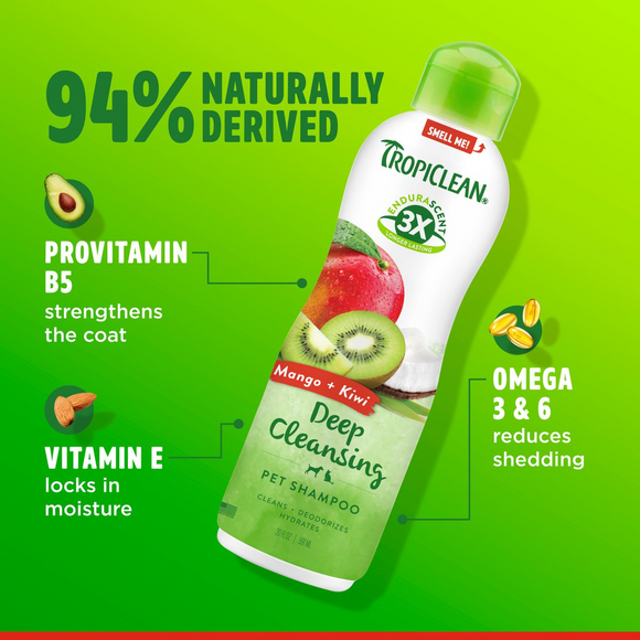 TropiClean EnduraScent Mango Kiwi Shampoo for Dogs & Cats (20 oz) - Shampoos & Conditioners 4
