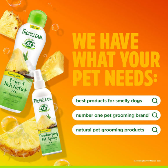 TropiClean EnduraScent Pineapple 4-in-1 Itch Relief Shampoo for Dogs & Cats (20 oz)