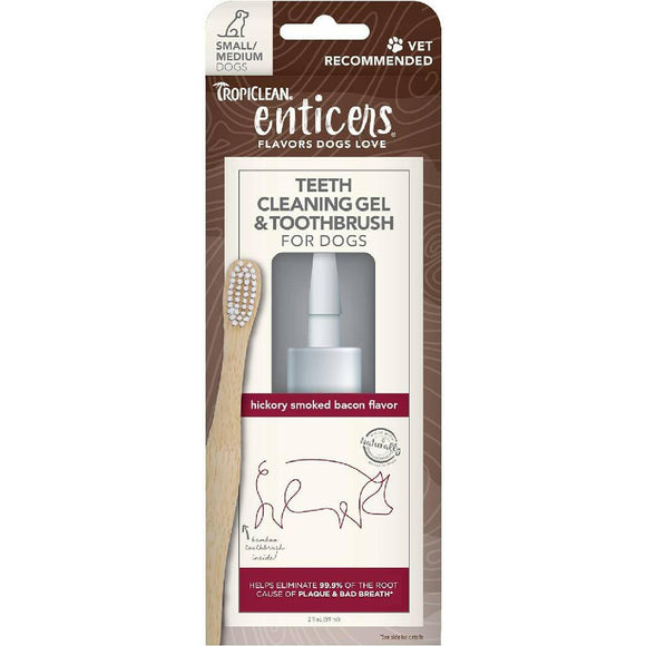 TropiClean Enticers Cleaning Gel & Toothbrush Hickory Bacon Flavor - Small & Medium Dogs (2 oz) - Dog Dental Care 13
