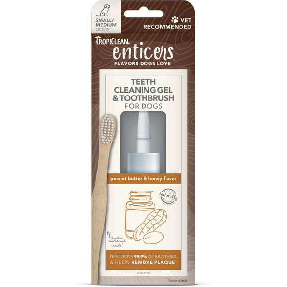 TropiClean Enticers Cleaning Gel & Toothbrush Peanut Butter Honey Flavor 2-oz - Dog Dental Care 10