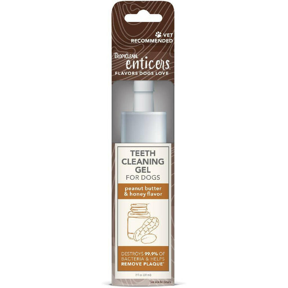TropiClean Enticers Dental Cleaning Gel Peanut Butter Honey Dog (2 oz)