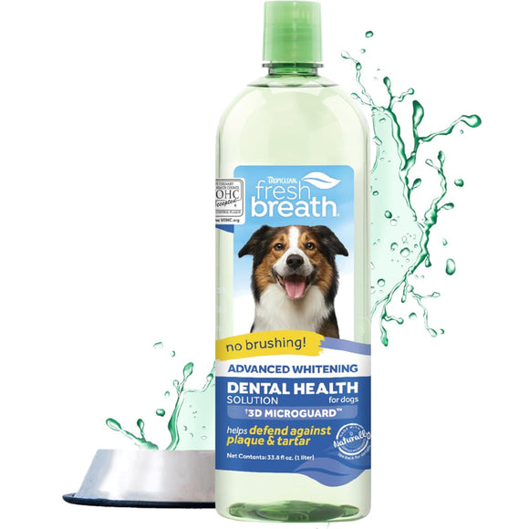 TropiClean Fresh Breath Advanced Whitening Dental Health Solution for Dogs - 33.8 -oz - Pet Oral Care Supplies 13