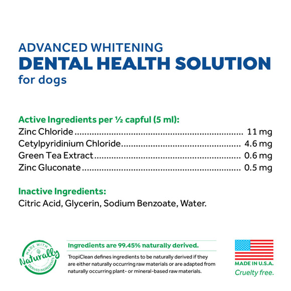TropiClean Fresh Breath Advanced Whitening Dental Health Solution for Dogs