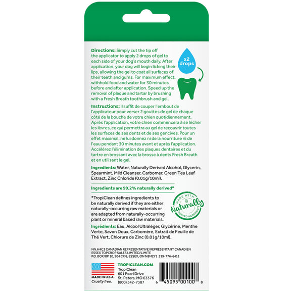 TropiClean Fresh Breath No Brushing Clean Teeth Dental & Oral Care Gel for Dogs