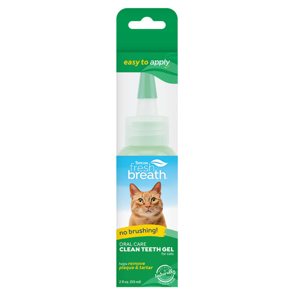 TropiClean Fresh Breath No Brushing Clean Teeth Dental & Oral Care Gel for Cats (2-oz)