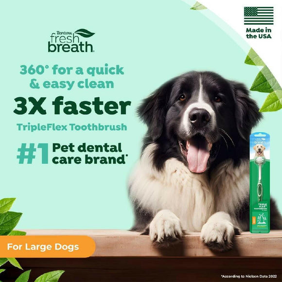 TropiClean Fresh Breath Triple Flex Toothbrush for Large Dogs - Dog Dental Care 4