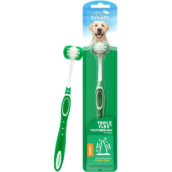 TropiClean Fresh Breath Triple Flex Toothbrush for Large Dogs - Dog Dental Care 1