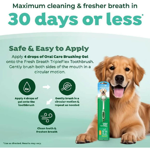 TropiClean Fresh Breath Triple Flex Toothbrush for Large Dogs - Dog Dental Care 5