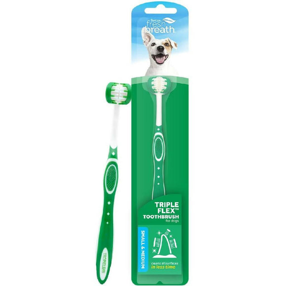 TropiClean Fresh Breath Triple Flex Toothbrush for Small & Medium Dogs - Dog Dental Care 1
