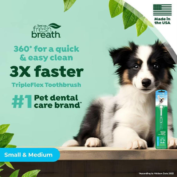 TropiClean Fresh Breath Triple Flex Toothbrush for Small & Medium Dogs - Dog Dental Care 4