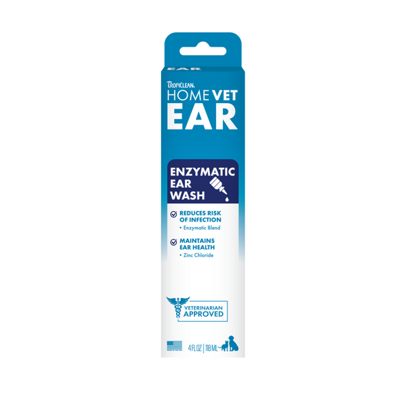 TropiClean HomeVet Enzymatic Ear Wash Liquid for Cats & Dogs - 4fl oz