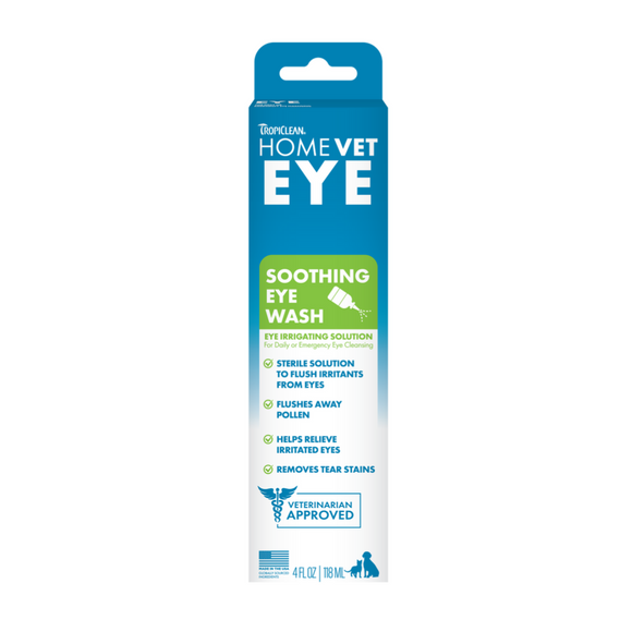 TropiClean HomeVet Soothing Eye Wash Liquid for Dogs & Cats - 4 fl oz