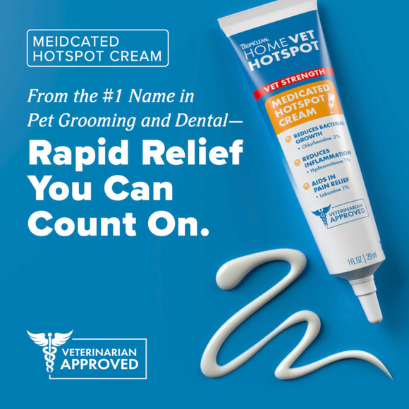 TropiClean HomeVet Hot Spot Skin Relief Cream for Dogs - rapid relief you can count on