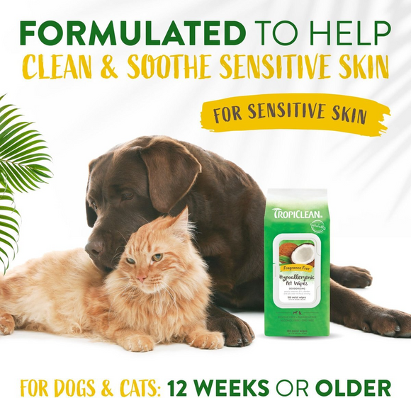 Tropiclean Hypoallergenic Deodorizing Wipes for Dogs & Cats (100 ct) - Pet Grooming 2