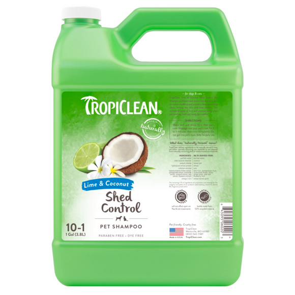 Tropiclean Lime & Coconut Shed Control Deshedding Shampoo for Pets - Gallon - Pet Grooming 9