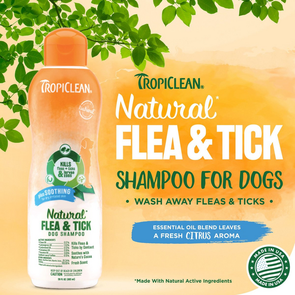 Tropiclean Natural Flea & Tick Soothing Shampoo for Dogs (20 oz) - Dog Flea Shampoos & Sprays 13