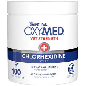 Tropiclean OxyMed Chlorhexidine Dog Wipes 100 count - Pet Grooming Supplies 1