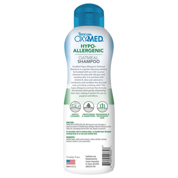 TropiClean OxyMed Hypoallergenic Oatmeal Shampoo for Dogs & Cats