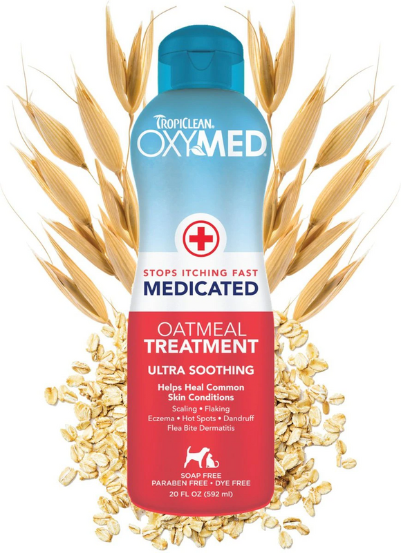 Tropiclean OxyMed Medicated Oatmeal Treatment Soothing Rinse For Pets (20 oz) - All Dog Grooming 1