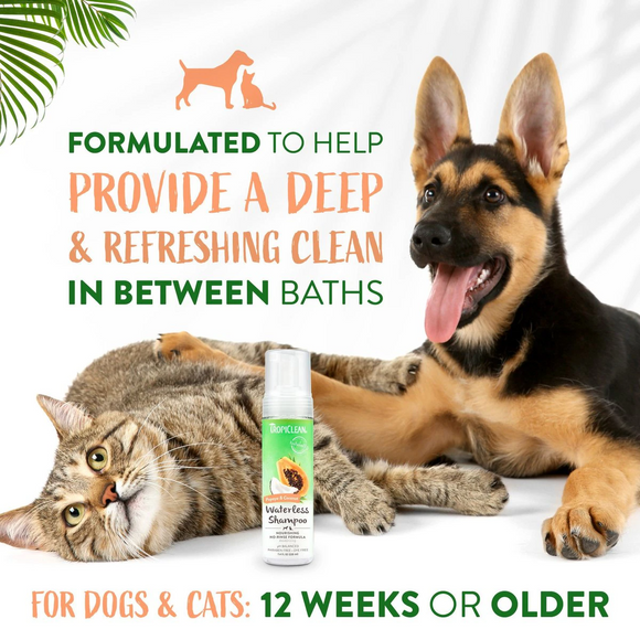TropiClean Papaya & Coconut Waterless Shampoo For Pets (7.4 oz) - Pet Grooming 4
