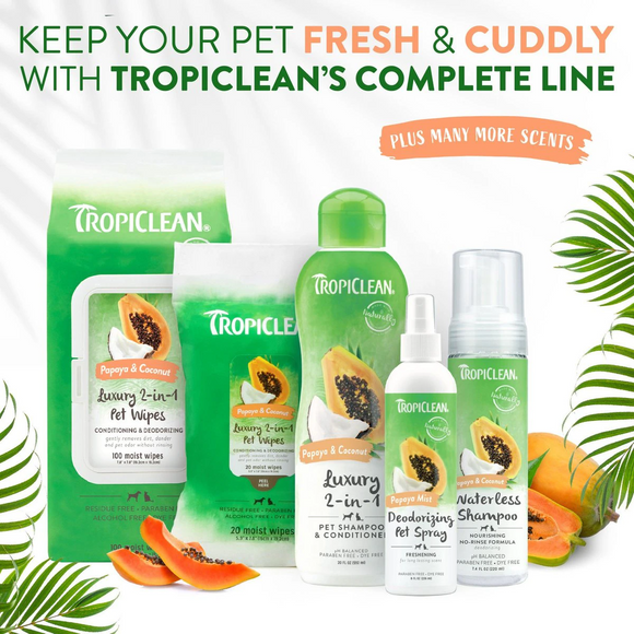 TropiClean Papaya & Coconut Waterless Shampoo For Pets (7.4 oz) - Pet Grooming 6