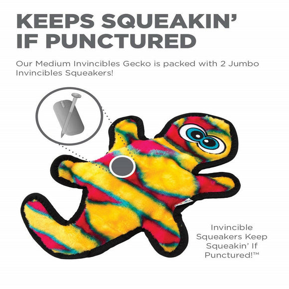 Outward Hound Invincible Gecko 2 Stuffingless Durable Squeaker Red / Orange Dog Toy (Medium)